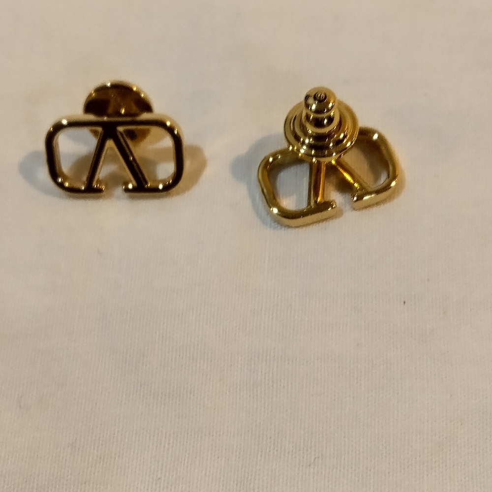 Valentino Gold Logo Earrings - Picture 2 of 4